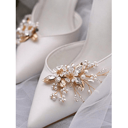 2 peças destacável sapato flor decoração de pérola artificiais glamouroso Acessórios para Sapatos de casamento