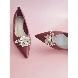 2peças Decoração de sapatos Pérola falsa &amp; Decoração de flores