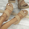 Sandálias mulher com cunha minimalista alça dupla veludo