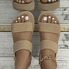Sandálias mulher com cunha minimalista alça dupla veludo