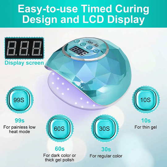 Candeeiro secador de unhas LED UV 86 W LED UV unhas candeeiro unhas com 4 temporizador profissional de 10 s, 30 s, 60 s e 99 s, para manicure / Pedicure Nail Art em casa e sala de...