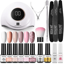 Kit unhas gelinho candeeiro UV LED para unhas 36 w, conjunto de vernizes semipermanentes completo gel profissional de 6 cores e mini 1 x base Coat 1 x Top Coat gel manicure pedicur...