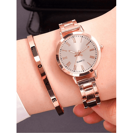 Relógio de quartzo de mão redondo de 1 peça e pulseira de 1 peça