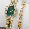 1 relógio de quartzo decorado com strass e 1 pulseira