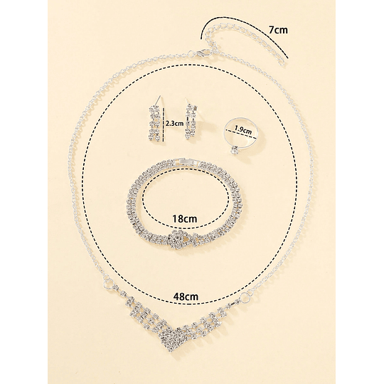 1peça Decoração de strass Relógio de quartzo 5 peças Conjunto de joias