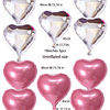10 peças Conjunto de balão pe em forma de coração, lindo rosa e cor prata descartável decorativo para festa celebração decoração balão para festa de aniversário, casamento
