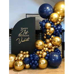 101 peças Guirlanda de balões com 47 peças balão azul &amp; 52 peças balão de metal &amp; 1 peça corrente de balão &amp; 1 peça cola, balão para decoração de festa
