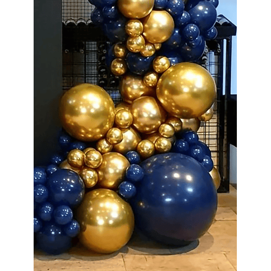 101 peças Guirlanda de balões com 47 peças balão azul & 52 peças balão de metal & 1 peça corrente de balão & 1 peça cola, balão para decoração de festa