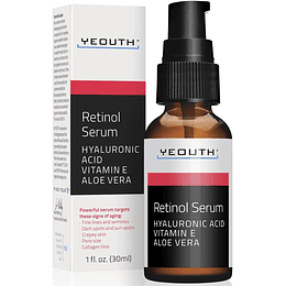 Sérum de retinol 2,5 % com ácido hialurónico, aloé vera, vitamina E, aumenta a produção de colagénio, reduz as rugas e as linhas finas