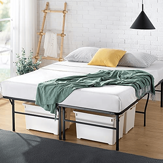 35 cm, base para colchão sem montagem Base inteligente, estrutura de cama metálica, montagem simples, armazenamento debaixo da cama, 135 x 190 cm, preto