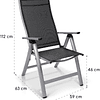 Cadeiras de jardim com encosto alto, feitas na Europa, dobrável, função multiposição, alavanca de segurança, até 120 kg, alumínio