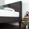 Estrutura de cama estofada de 35 cm, base para colchão, suporte de folhas de madeira, montagem simples, 150 x 200 cm, cinzento escuro