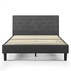 Estrutura de cama estofada de 35 cm, base para colchão, suporte de folhas de madeira, montagem simples, 150 x 200 cm, cinzento escuro