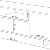 Modulo de TV, móveis de salão, conjunto de móveis, modelo Zaira, acabamento em branco brilho e cinza, medidas: 150 cm (largura) x 46 cm (altura) 41 cm (fundo)