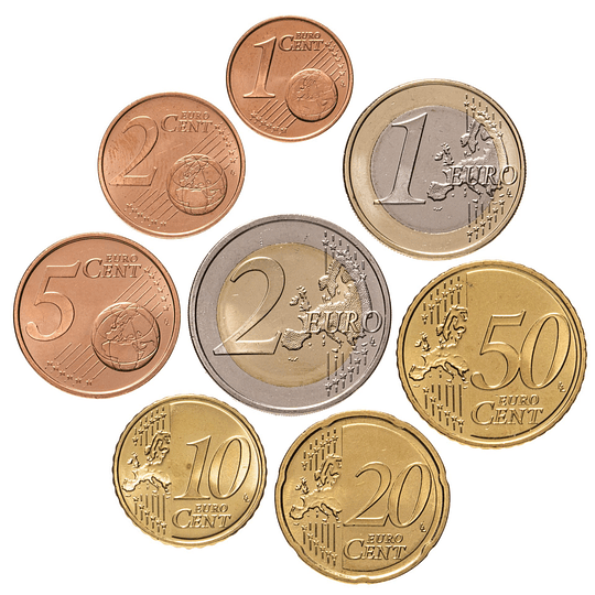 Moedas de Euro Eslovênia, Conjunto de 8 Moedas de Euro Regulares da Eslovênia de Anos Diferentes