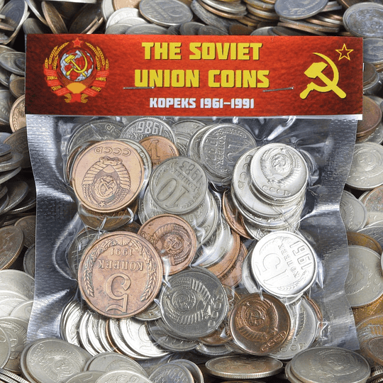 Lote de moedas da URSS CCCP da Rússia Soviética Kopeks 1961-1991 Brasão comunista