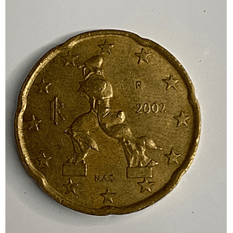 Moeda de coleção rara 2002 Itália 20 cêntimos de euro
