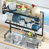 Escorredor de pratos sobre lava-louças, organizador de cozinha, prateleira de secagem de pratos de aço inoxidável de 3 níveis, com suporte para utensílios, comprimento 64 cm,...