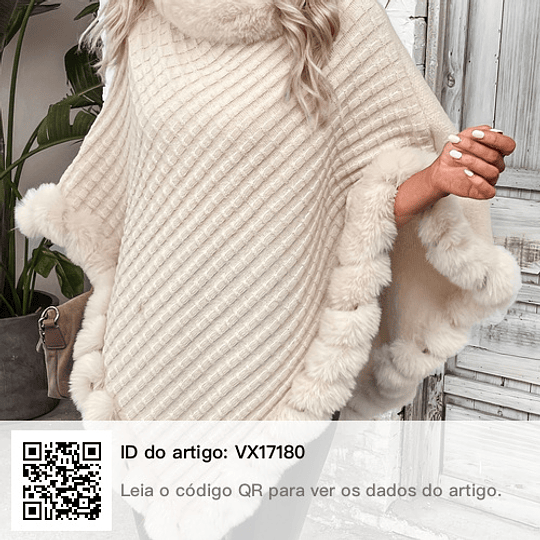 Suéter Pulôver Com Bainha Felpuda, Elegante Suéter Gola Alta Manga Longa Para O Inverno, Roupas Femininas