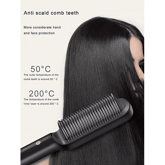 Pente De Alisamento E Modelador De Cabelo Com Íon Negativo Portátil - Escova De Cabelo Aquecida 2 Em 1 Para Cabelos Lisos E Brilhantes