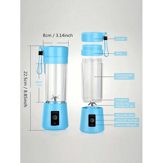 Durável E Acessível Portátil Plástico Usb Recarregável Manual Liquidificador Mini Espremedor Copo Misturador Para Suco De Frutas (Roxo)