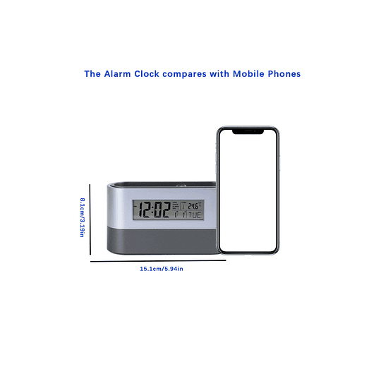 1 Peça , Porta Canetas Relógio De Parede Despertador Simples Cinza Bateria Despertador
