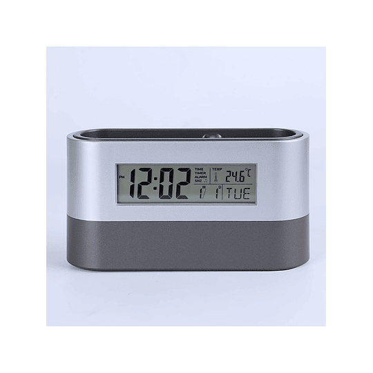 1 Peça , Porta Canetas Relógio De Parede Despertador Simples Cinza Bateria Despertador