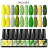 Conjunto De 10 Esmaltes Em Gel Para Unhas Conjunto De Kits De Unhas Com Cores Glitter Holográfico Com Efeito Luminoso Para Unhas, Verniz Em Gel Uv Removível Para Arte Em Unhas