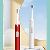 2 Peças Escova De Dentes Automática Elétrica Sonic Suave Unissex Modelo A1 Branco E Vermelho (com 4 Cabeças De Escova), Escovação De Dentes Ipx7 Impermeável Com Presente Para Adult...