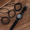 1 relógio masculino de quartzo com data e 3 pulseiras