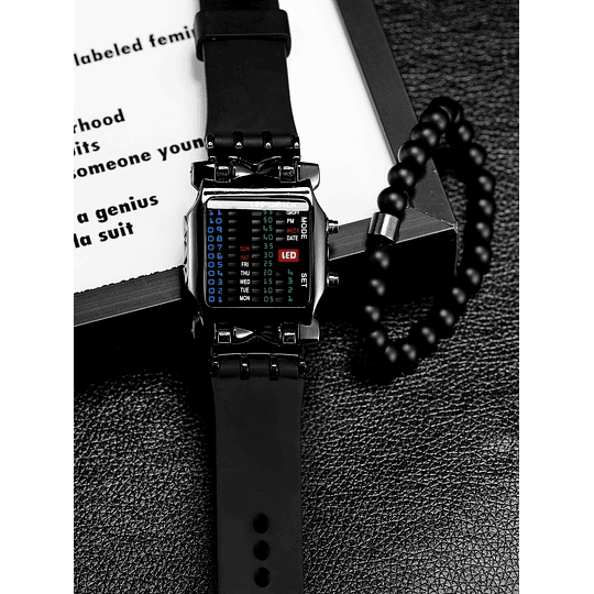 Relógio digital masculino retangular de 1 peça e pulseira de 1 peça