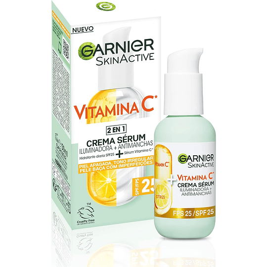 Soro facial iluminador e anti-manchas 2 em 1, com 20% de vitamina C e FPS25, não oleoso, clinicamente testado, 50 ml