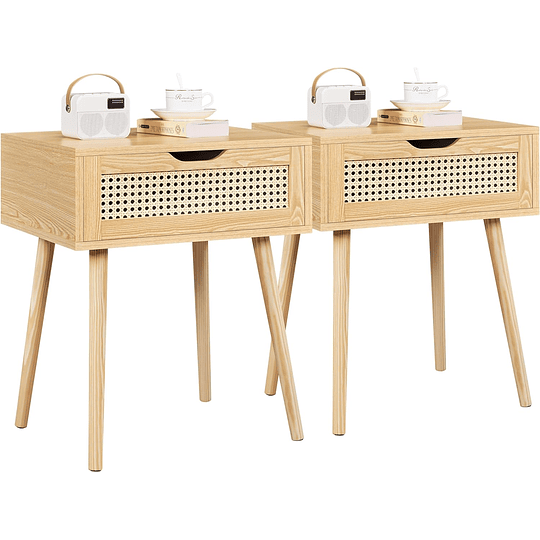 2 peças Nordica Mesas de cabeceira para quarto Mesinhas de cabeceira brancas com mesa lateral de perna de madeira maciça com gaveta 48,5x41x57,5cm para quarto sala de est...