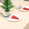10 pçs mini chapéu de natal talheres titular saco feliz natal pequeno chapéu festa jantar faca garfo conjunto capa bolso para restaurante 