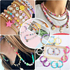 6800Pcs 24 Cores Kit De Contas De Argila Polimérica Plana Redonda Com 900Pcs Letras Beads E 2 Casos De Corda Elástica, Encantos Para DIY Bracelet Necklace Jewelry Making Crafts