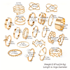 22pcs Anéis de Ondulação de Torção de Cor de Ouro e Prata Exagerados de Personalidade com Padrão de Amor para Mulheres Conjunto de Anéis Articulados Favors de Festa