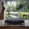 Estrutura de cama metálica com base de ripas - Vários modelos - (140x200cm, preto)