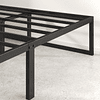 Estrutura de cama com plataforma de metal de 36 cm, base de ripas de aço, armazenamento sob a cama, fácil montagem, 135 x 190 cm, preto