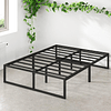 Estrutura de cama com plataforma de metal de 36 cm, base de ripas de aço, armazenamento sob a cama, fácil montagem, 135 x 190 cm, preto