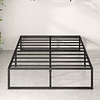 Estrutura de cama com plataforma de metal de 36 cm, base de ripas de aço, armazenamento sob a cama, fácil montagem, 135 x 190 cm, preto
