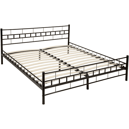 Estrutura de cama metálica com base de ripas - Vários modelos - (180x200cm, preto)