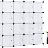 Estantes modulares, guarda-roupa modular de 16 cubos, com portas, para tênis, roupas, livros, fácil de montar  em Cores, Cinza + Branco, Branco Preto, Branco