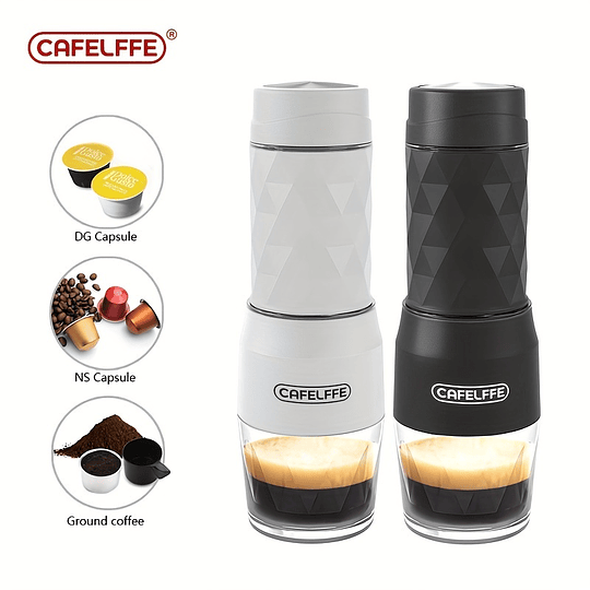 Cafeteira portátil 3 em 1 cápsula manual máquina de café expresso para cápsulas Nespresso, cápsulas Dolce Gusto e café moído, compacta e conveniente para uso doméstico ou em viagens