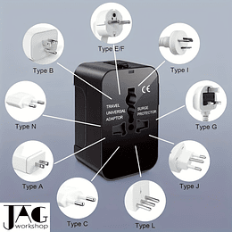 Adaptador de viagem universal de 1 unidade com portas USB duplas, entrada de 110 V-240 V, fichas EUA/UE/Reino Unido/AU, proteção contra picos de tensão, carregador de parede multifunções para mais de 