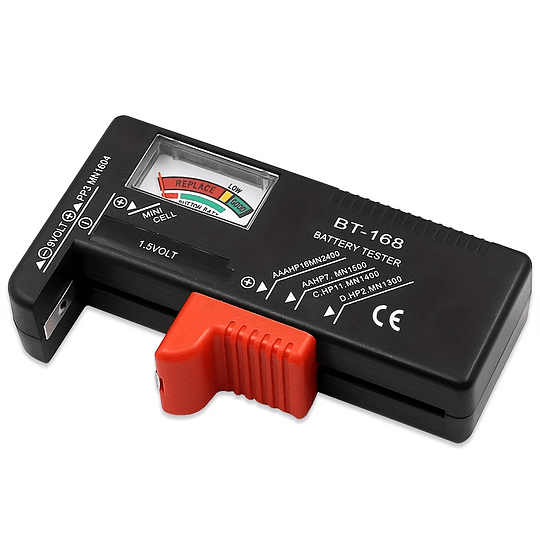 Testador de baterias universal BT-168 - Verifique rapidamente as pilhas AA/AAA/C/D/9V/1,5V com indicadores de medidor codificados por cores!