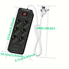 Europa 4/6/8 tomadas Power Strip Outlets Extender Switch AC Plug Outlets e 4USB e 2type-C PD portas de carregamento rápido, 2500W/10A, 198,12cm Flat Plug Cabo de extensão resistente para casa, escritó