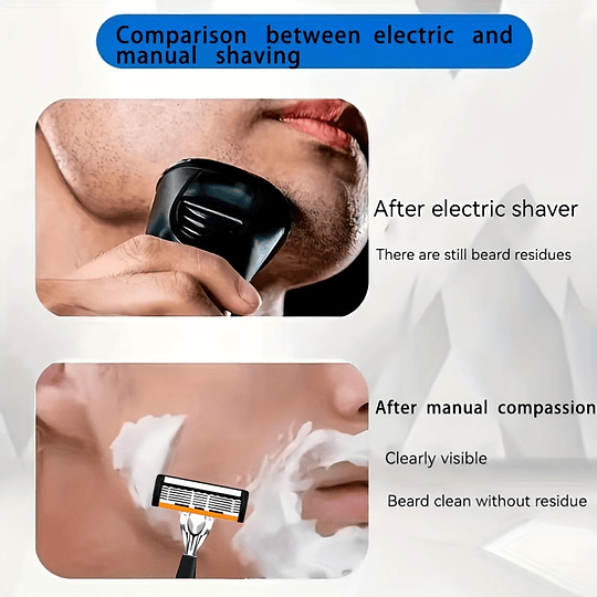 Conjunto de navalha de segurança manual para homem em aço inoxidável com lâminas ultra afiadas para um barbear suave - Design ergonómico, fácil de limpar, durável para cuidar da barba e do bigode - Pe