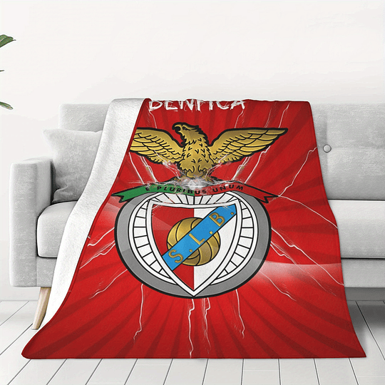 Cobertor aconchegante de flanela Benfica – Perfeito para carro, campismo, sofá e cama | Conforto para todas as estações | Presente ideal para a família e amigos