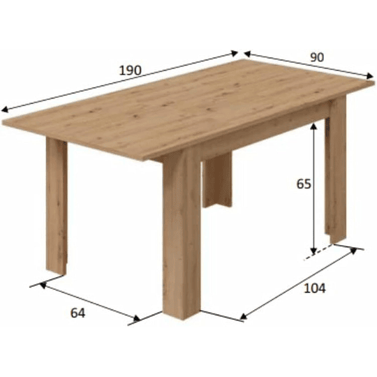 Mesa de sala de jantar extensível, mesa de sala de estar ou cozinha, acabamento em carvalho canadense, modelo Kendra, medidas: 140 - 190 cm (comprimento) x 90 cm (largura) x 78 cm...