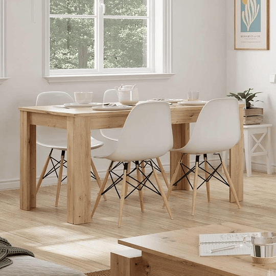 Mesa de sala de jantar extensível, mesa de sala de estar ou cozinha, acabamento em cor branca Artik, modelo Kendra, medidas: 140 - 190 cm (comprimento) x 90 cm (largura) x 78 cm (a...